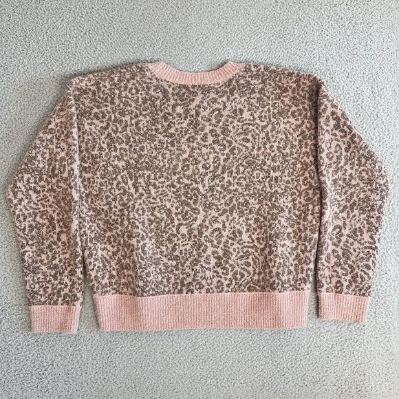 Madewell Sweater in Leopard Womens XL Shrunken Pullover Pink Animal Print - Picture 14 of 16